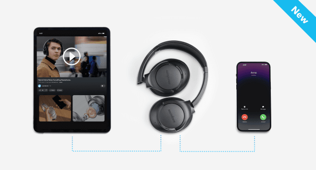 Soundcore Anker Life Q20 Hybrid Active Noise Cancelling Headphones, Wireless Over Ear Bluetooth Headphones, 60H Playtime, Hi-Res Audio, Deep Bass, Foam Ear Cups, Travel, Office, USB-C Charging