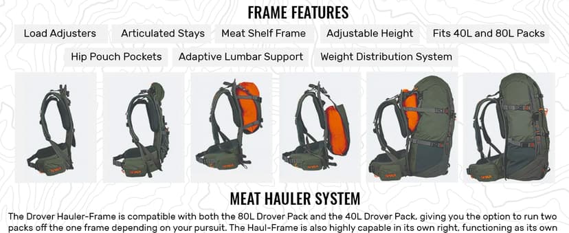 SPIKA Hunting Backpacks for Men, Meat Hauler Frame Pack with Rifle Holder, 40L/80L Extendable + Capacity for Bow Rifle Gun