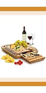 Charcuterie Board Gift Set - Bamboo Cheese Board and Knife Set - Housewarming Gifts for New Home, Wedding Gifts for Couples 2025, Bridal Shower Gifts, Birthday Gifts for Women
