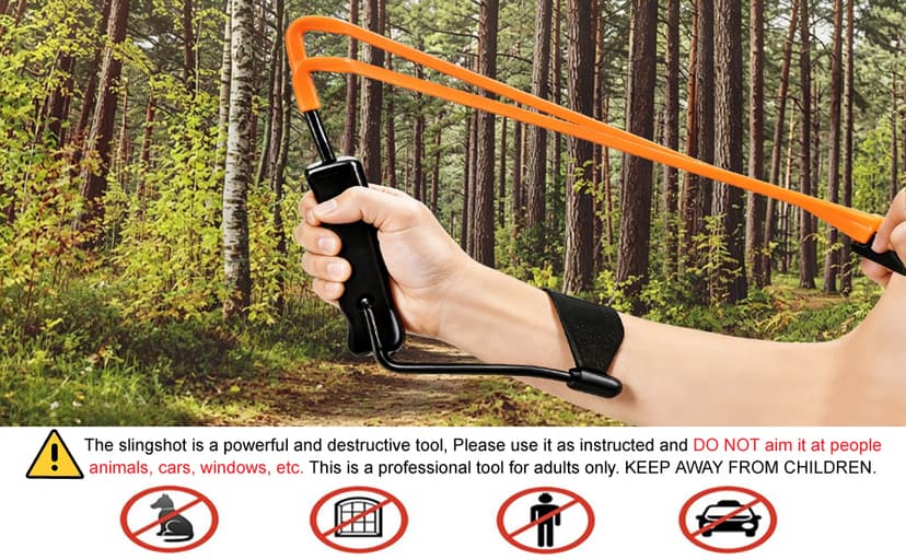 Professional Slingshot Set-A Classic Construction Shooting and Hunting Slingshot with a Sturdy Sling Shot Bow, 2 Packs of Slingshot Ammo,and a Slingshot Band for Adults