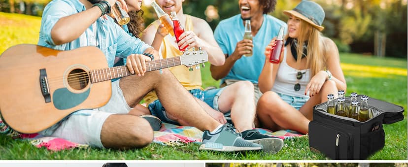 MIYCOO Lunch Bag & Lunch Box for Men Women, Double Deck Leakproof Insulated Soft Large Adult Camping Cooler bag for Work, Beach, Picnic, Travel (Black, 15L)