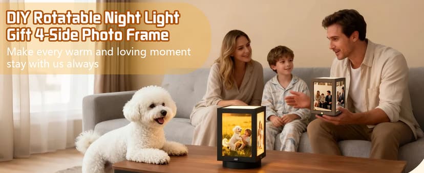 Mixoo 4x6 Picture Frame Light, Vintage Rotating Photo Frame Tabletop Lamp, Touch Desk Lamp for Bedroom Bedside, Table lamps for Office Family Retirement Anniversary Birthday Gifts (Wooden Black) B0FN7D9BXX