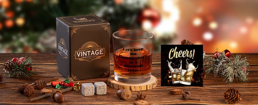 Ithmahco Funny Whiskey Gifts for Men, Funny Whiskey Glasses Bourbon Gifts for Men Women Boyfriend, Christmas Birthday Gift for Dad Husband Daddy, Alcohol Boss Gift for Men Coworker