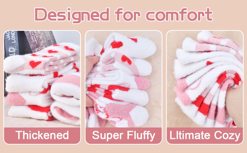 FilmHOO Fuzzy Socks for Women Cozy Fluffy Warm Socks Birthday Christmas Gifts for Women Mom Valentines Day Gifts for Her