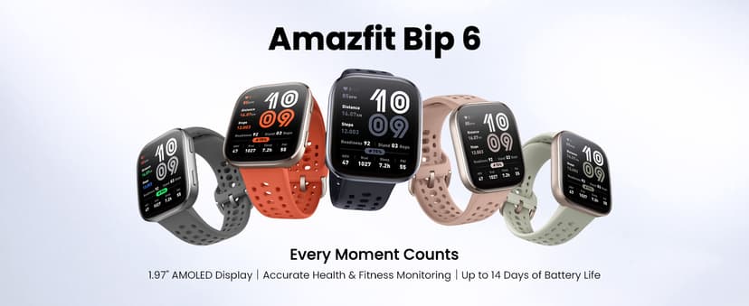 Amazfit Bip 6 Smart Watch 46mm, 14 Day Battery, 1.97" AMOLED Display, GPS & Free Maps, AI, Bluetooth Call & Text, Health, Fitness & Sleep Tracker, 140+ Workout Modes, 5 ATM Water-Resistance, Black