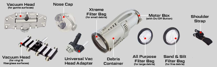 POOL BLASTER Pro 2000 Commercial Pool Vacuum - Cordless Rechargeable Hose-Free, up to 2 Hour Runtime, Sealed Battery and Two Vacuum Heads for Vinyl, Fiberglass, Concrete and Gunite In-Ground Pools