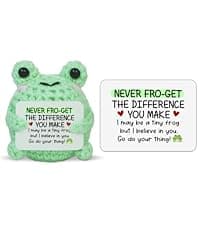 OASSIE Thank You Gifts for Women - Mini Handmade Positive Tulip Flowers Crochet with Message Card - Christmas Birthday Farewell Employee Appreciation Gifts for Coworkers, Emotional Support Crochet