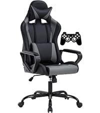 Gaming Chair Office Chair High-Back Ergonomic Video Game Chairs for Kids Teen Adult Height Adjustable Reclining Computer Chair with Lumbar Support Armrest Headrest Game Chair - White