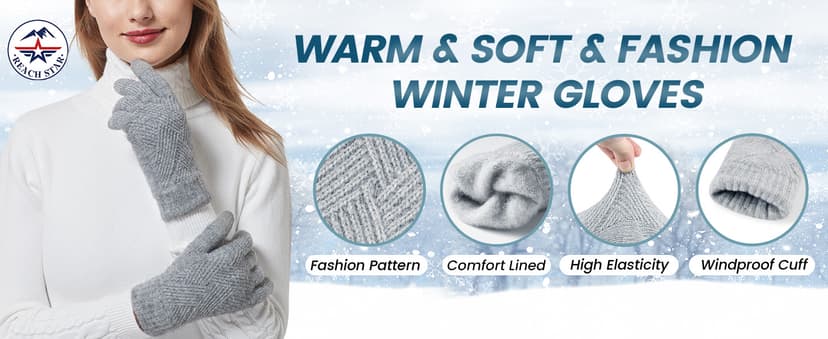 REACH STAR Winter Gloves for Women Touch Screen Thermal Lining Warm Gloves Cold Weather Christmas Gifts