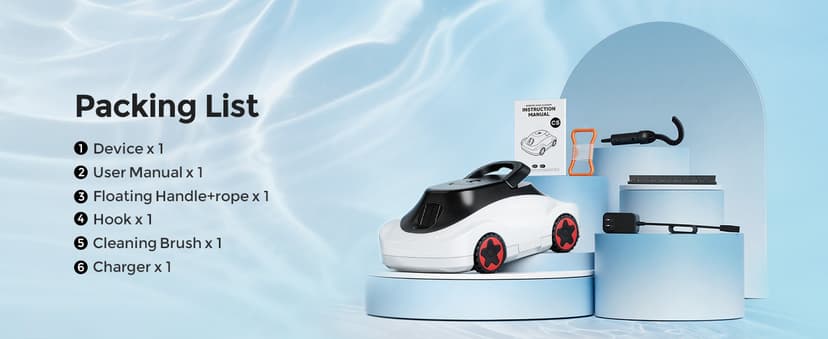 C5 Cordless Robotic Pool Cleaner with 180-Min Runtime, 2.7L Large Filter Basket & Self Parking, Pool Vacuum for Above-Ground Flat Pools up to 2200 Sq.Ft