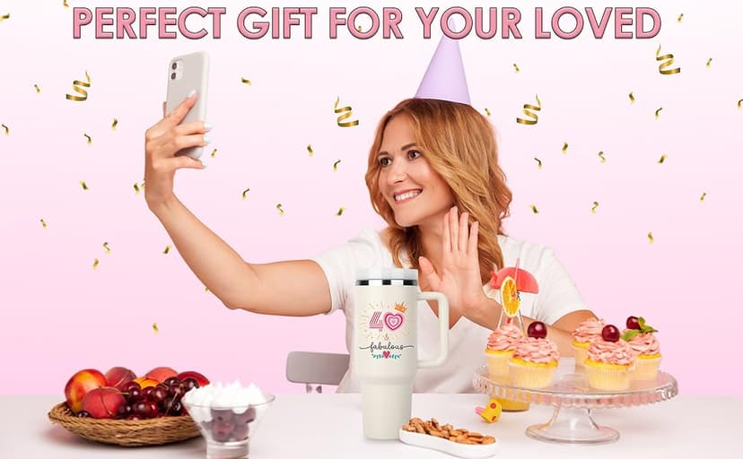 40TH Birthday Gifts for Her, Vintage 1985 Tumbler, 40 Year Old Birthday Gift Idea for Women, Funny 40 & Fabulous Bday Gift for Women, Friends, Daughter, Sister, Mom - Turning 40 Present