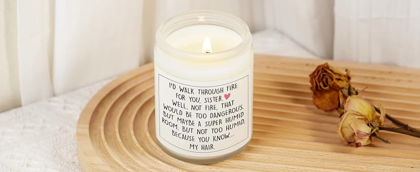 Funny Sister Gifts, Sister Birthday Gifts Ideas- Handmade Lavender Natural Soy Wax Candle (7oz)- Sisters Gift from Sister Brother for Graduation, Birthday, Christmas, Mothers Day, Sis Candle