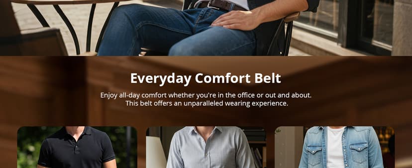 Buffway Men’s Full Grain Leather Belt – Solid One-Piece Leather, 1.5” Wide for Jeans & Business Casual, Gift Box Included