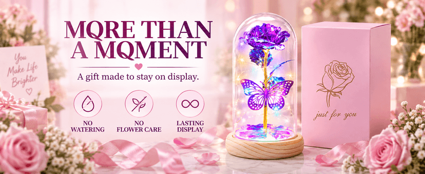 QUNPON Mothers Day Rose Gifts for Mom Flowers Rose Gifts for Women,Birthday Gifts for Women,Purple Butterfly Flowers for Mom Mother Day Flower Gifts from Daughter Son,Gift for Sister,Her,Grandma,Wife
