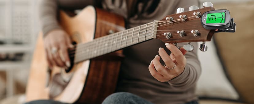 Ranch Guitar Tuner Clip On for Acoustic/Electric Guitar, Ukulele, Violin, Bass, Banjo - Fast & Accurate Chromatic Tuner with Noise Immunity Durable String Instrument Tuners - Classic Black