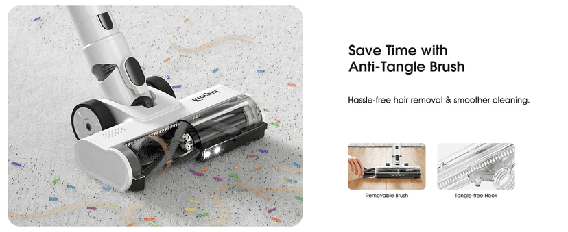 Cordless Vacuum Cleaner, 600W 50KPA 65Mins Runtime Fast Charging Vacuum Cleaner, Self-Standing LED Light Touch Screen Stick Vacuum for Home Light Weight,for Pet Hair/Carpet/Floor, White