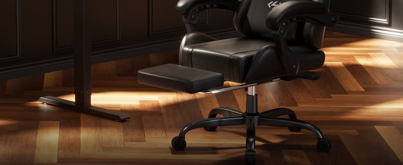 HLDIRECT Gaming Chair, Ergonomic Video Game Seat with 360° Swivel & Lumbar Massage, Computer Chair PU Leather Cushion for Adults Home/Office Use (Black & White)