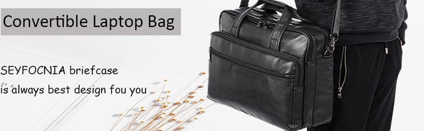 seyfocnia Leather Laptop Bag, Men's 15.6 Inche 17.3 Inche Messenger Briefcase Business Satchel Computer Handbag Shoulder Bag