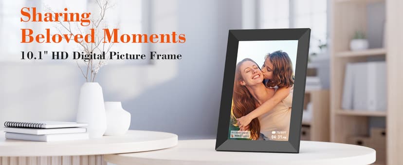BIGASUO 10.1 Inch WiFi Digital Picture Frame, IPS HD Touch Screen Cloud Smart Photo Frames with Built-in 32GB Memory, Wall Mountable, Auto-Rotate, Share Photos Instantly from Anywhere
