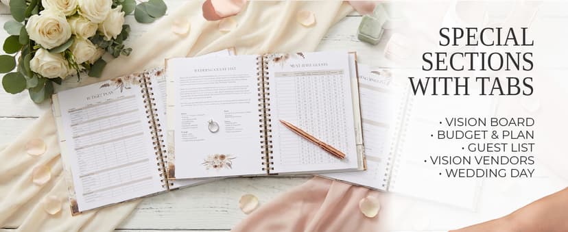 Beautiful Boho Wedding Planner Book and Organizer - Enhance Excitement and Makes Your Countdown Planning Easy - Unique Engagement Gift for Newly Engaged Couples, Future Brides and Grooms,9 X 11 inches