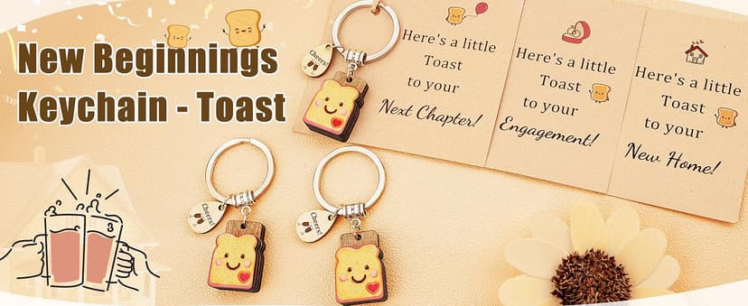 Next Chapter, New Home, Engagement, New Job, PBJ, 18 21 Birth, Loaf You, Thank You, Graduation Gifts, Couple, Friend, Retired PEALICIOUS Toast Keychain for Girls New Beginnings Congratulations Gifts B0FNQY48F8