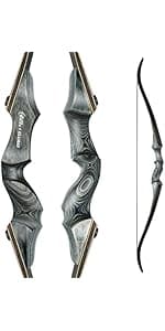 Black Hunter Takedown Recurve Bow, 60" Right Handed & Left Handed Archery Recurve Bows with Ergonomic Design for Adults Beginners to Advanced Outdoor Practice & Hunting (25-60 lbs)