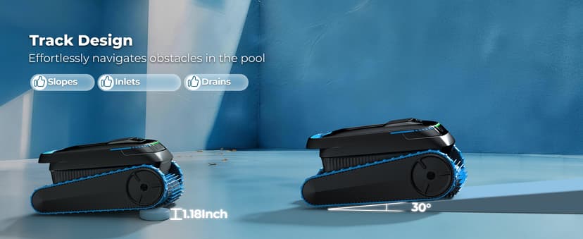 Cordless Robotic Pool Cleaner, 5,000 GPH with 150μm Filter, Floor/Wall/Waterline Cleaning, Smart Zigzag Navigation, 5,200mAh Battery, App-Controlled Presets for Inground & Above Ground Pools