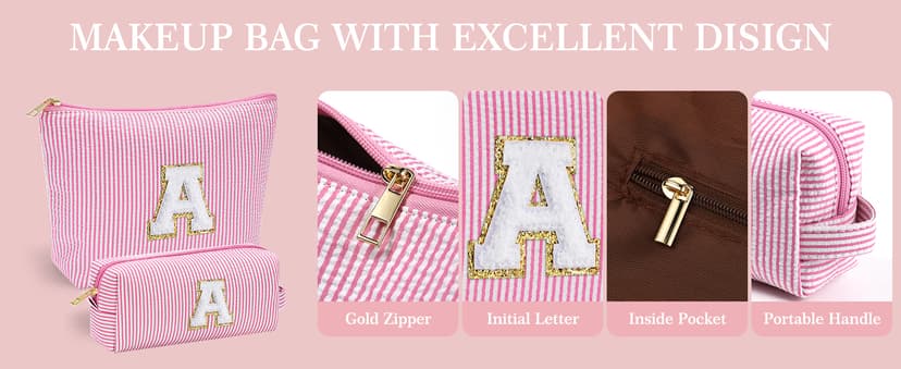 YOOLIFE Birthday Gifts for Women - Birthday Gifts Idea for Her Friends Female Teacher | Personalized Cute Makeup Bag for Women Girlfriend | Cosmetic 2 Pieces Toiletry Makeup Pouch Mothers Day Gifts L