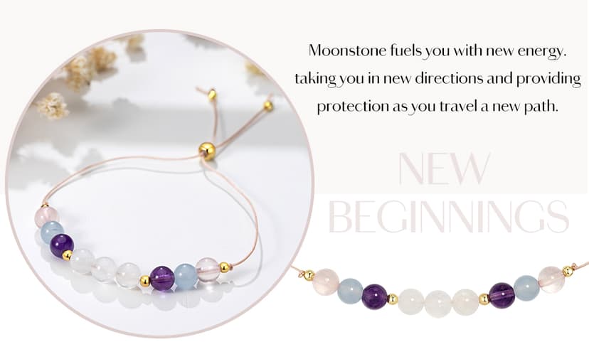 Follow Your Moonstone Bracelets, New Beginnings Graduation College Gift, Inspirational Gifts for Women, High School Graduate Gift for Best Friend or Daughter