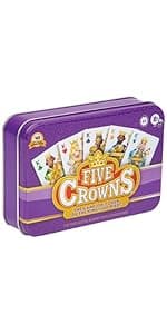 Five Crowns Collectible Tin – Card Game for Kids and Adults, Family Game Night, The Game isn’t Over Until the Kings Go Wild, 5 Suited Rummy Style Card Game, 1-7 Players, Ages 8+