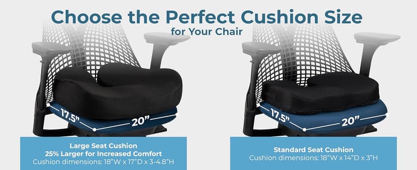 5 STARS UNITED Seat Cushion - Memory Foam Chair Cushion for Tailbone Pain Relief - Ergonomic Support for Coccyx, Sciatica & Butt - Office, Desk & Gaming Chair, Car Seat, Wheelchair, Airplane, Black