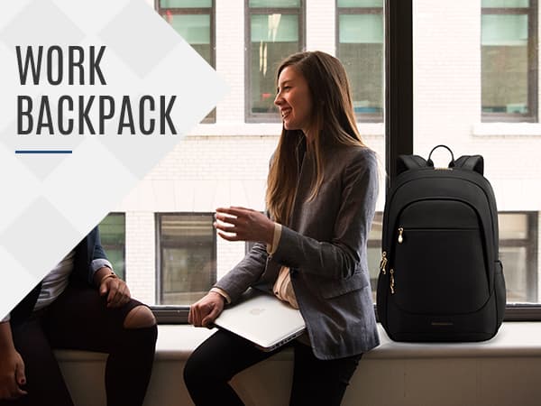 LIGHT FLIGHT Travel Laptop Backpack Women, 17.3 Inch Laptop Backpack with USB Charging Hole, Water Resistant College Bookbag, Black Computer Backpacks for Work, champagne