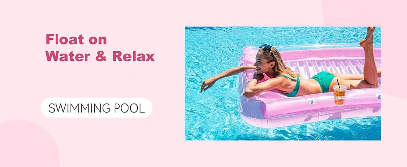 Inflatable Pool Floats Lounger for Adults, Blow Up Tanning Pool Raft Sun Tan Tub with Inflatable Pillow for Family Outdoor, Garden, Backyard Summer Water Party (14+ Year Old)