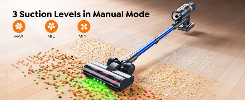 Cordless Vacuum Cleaner, 600W 50KPA 65Mins Vacuum Cleaners for Home, Upgraded Stick Vacuum with Extra Mattress Cleaning Tool, Self-Standing, Anti-Tangled Vacuum Cordless for Pet Hair/Floors/Carpets