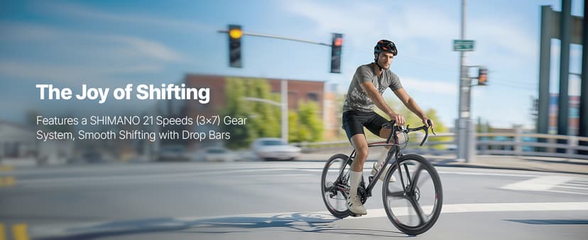 VEVOR Road Bike, 700C Wheels Racing Bike, Shimano Drivetrain City Commuter Road Bicycle, Urban Adult Sport Bicycle with Drop Bar, for Men and Women