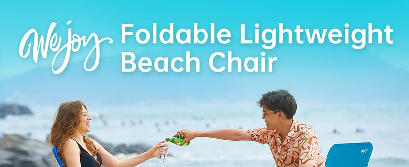 #WEJOY Folding Beach Chair for Adults, Lightweight Beach Chair with Shoulder Straps, High Back Camping Chairs with Hard Armrest, Supports 300lbs for Outdoor Lawn Concert