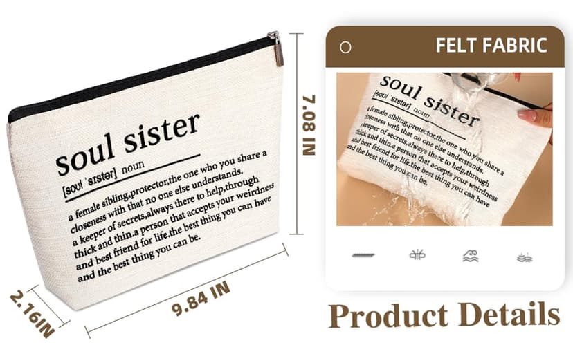 Sister Choice Makeup Organizer Bag, Inspirational Handmade Idea Presents for Women, You Are Braver Than You Think, Sis Best Friends Birthday Women's Day Bridesmaid Party Cosmetic Toiletry Bag