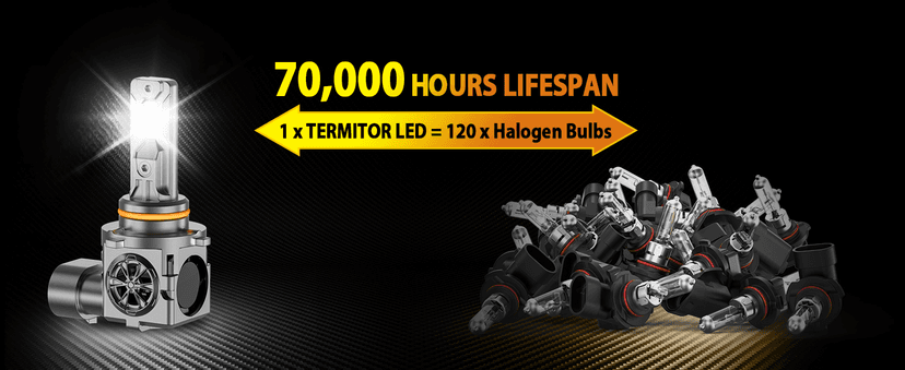 Termitor 9005 9006 Bulbs Combo, 110,000LM 1300% Ultra Bright, True 1:1 Mini Halogen Size, Plug and Play No Adapter, HB3 HB4 Fog Light Conversion Kits, 85000+ Hours Lifespan, Pack of 4