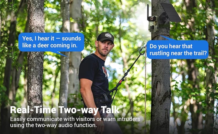 4G LTE Cellular Trail Camera with Solar Panel, 1080p Full HD Game Cameras, Live View, Night Vision, Motion Detection, 2-Way Talk, IP65, Built-in SIM Card, Unlimited Plan (Sold Separately)