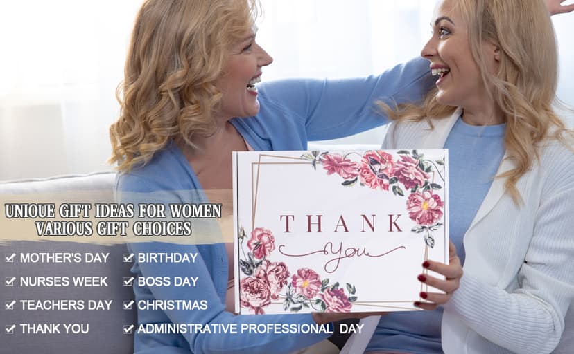 Thank You Gifts for Women,8Pcs Luxury Gift Set, Perfect for Teachers, Nurses, Coworkers, Friends,Boss,Includes Blanket, Mug, Candle, Coaster