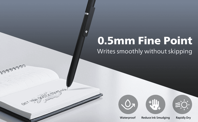 Gel Pens, 6 Pcs 0.5mm Fine Point Black Ink Pen With Smooth Writing, Office Desk Accessories, School Supplies Gifts for Men Women, Quick Dry Pens Ballpoint For Journaling, Black/Gray/White