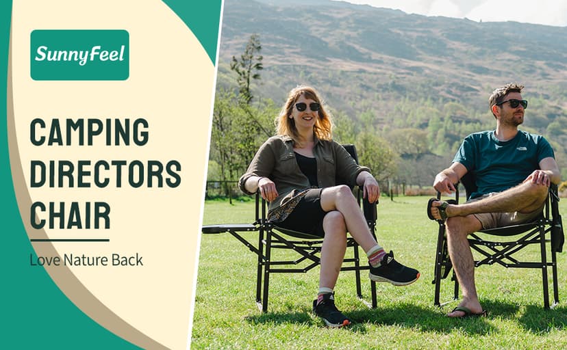 SUNNYFEEL Camping Directors Chair, Heavy Duty,Oversized Portable Folding Chair with Side Table, Pocket for Beach, Fishing,Trip,Picnic,Lawn,Concert Outdoor Foldable Camp Chairs