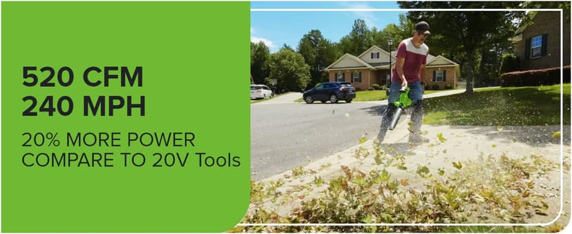 Greenworks 48V (24V x 2) Cordless Brushless Leaf Blower/Vacuum (520 CFM / 240 MPH) with Bag, Powerful & Efficient for Yard Debris Cleanup, Includes (2) 4.0Ah Battery & Dual Port Charger