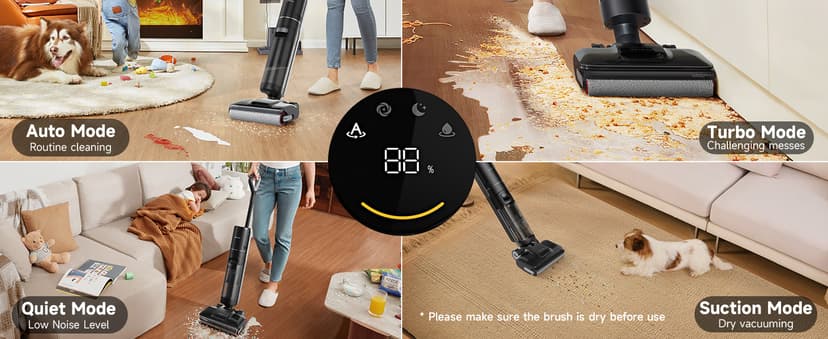 DREAME H12 Pro FlexReach Wet Dry Vacuum Cleaner, 0 Tangle Cordless Vacuum Mop All-in-One for Hard Floors, 180° Lie-Flat Floor Cleaner Machine with 194°F Hot Self-Cleaning, 50Mins Runtime