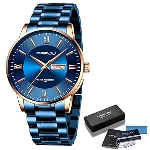 CRRJU Men's Fashion Luxury Stainless Steel Watches for Men Business Auto Date Chronograph Analog Quartz Wristwatches