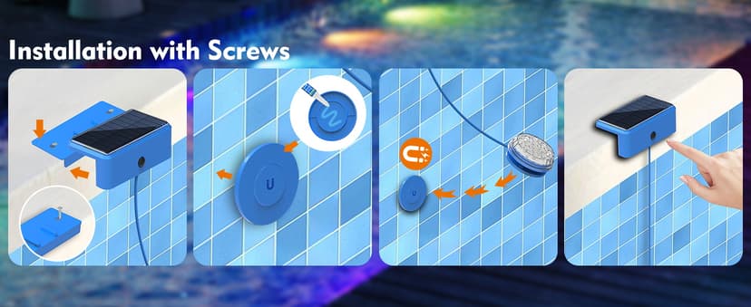 Solar Lights for Pools & Gardens - Waterproof RGB 16 Color Changing LED Lights (4Pack)