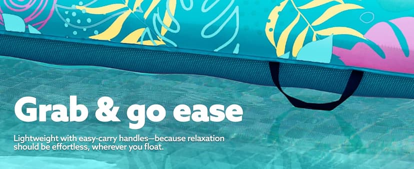 SLOOSH Inflatable Pool Floats Raft - XL Fabric Covered Pool Mat Lounger Floaties for Adults, Ultra Comfort Inflatable Water Float with Headrest for Beach Lake Swimming Pool 68"X34" (Light Blue)