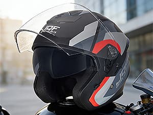 Motorcycle Helmets Open Face for Streey Moped Scooter, Dual Visor 3/4 Moped Helmets for Adults Motorbike Half Helmet 601 DOT Approved Men and Women