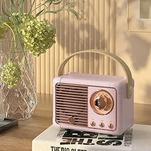 Retro Bluetooth Speaker, Portable Wireless Speaker with Crystal Clear Stereo Sound Rich Bass, Best Birthday Gifts Ideas for Women Teenage (Pink)