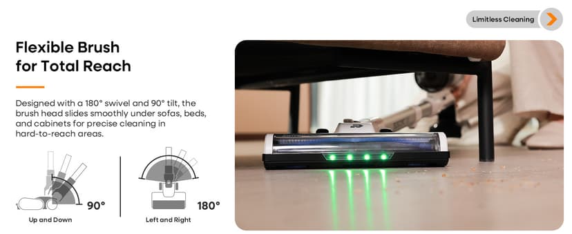 ElecKeys Cordless Vacuum Cleaner, 580W 48KPA 65Mins Vacuum Cleaners for Home, Self-Standing Anti-Tangle Vacuum with LED Display, Rechargeable, Lightweight, Cordless Vacuum for Floors/Pet Hair/Carpets